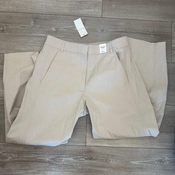 🆕 Abercrombie & Fitch | Mid Rise Barrel Pant | Ash Light Tan Trousers - Picture 7 of 7